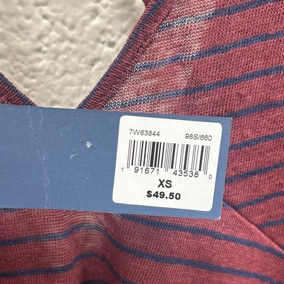 Lucky Brand Linen Striped Burgundy Top size X S NWT - Picture 4 of 9